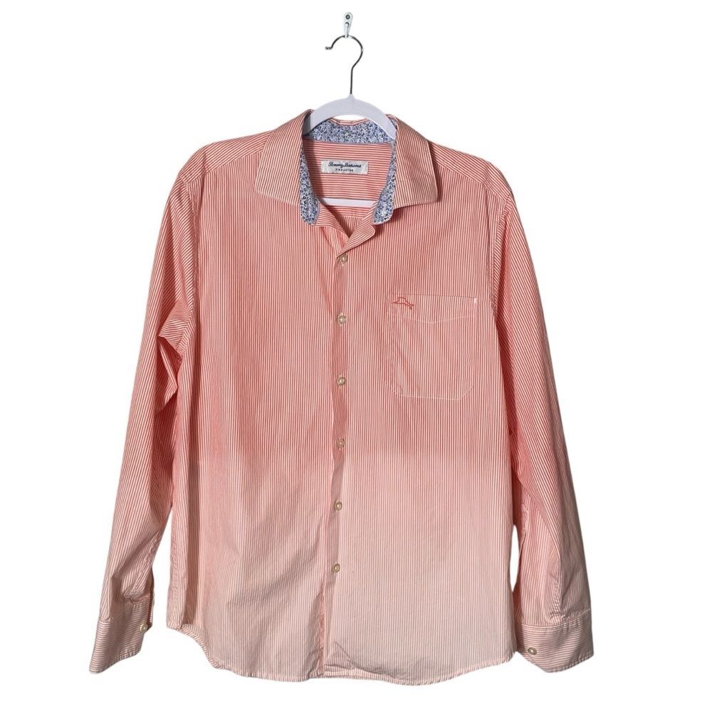 Tommy Bahama Pima Cotton Pinstriped Button Down Shirt Men's Size Medium